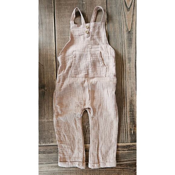 NEW Grayson Collective Baby Overall 18 Mos One Piece Taupe Soft Cotton Jumpsuit - Picture 1 of 7